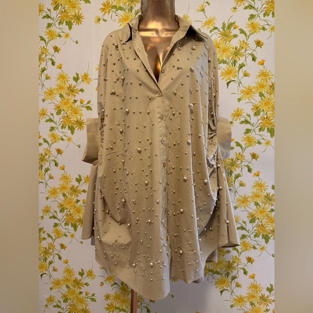 NWT Embellished shirt dress one size